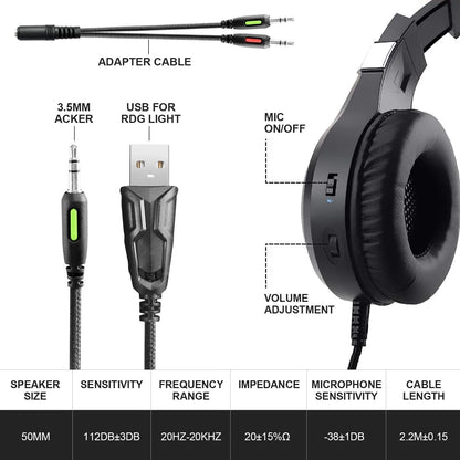 Gaming Headset With Microphone Light