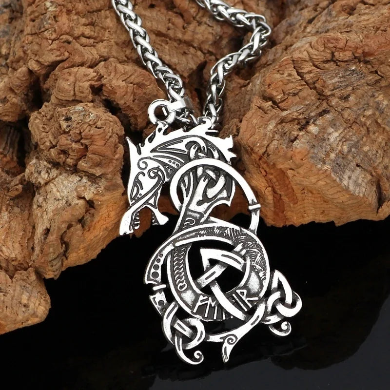 Viking Dragon Pendant Necklace