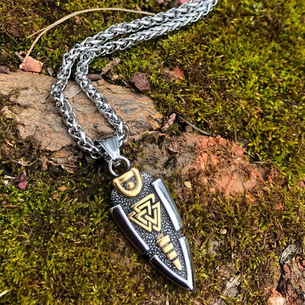 Spear Valknut Gungnir Viking Necklace