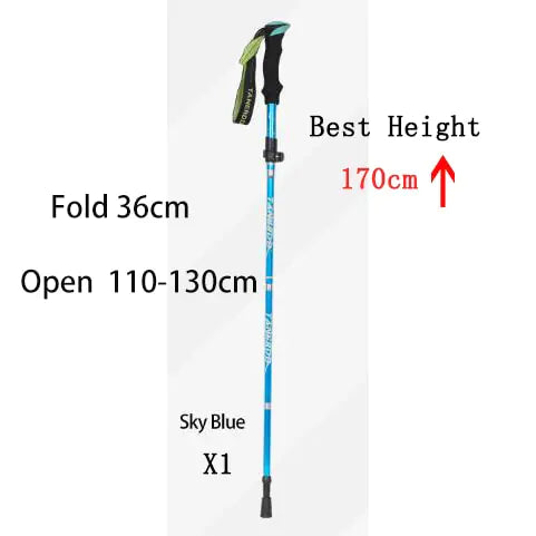 Outdoor Fold Trekking Pole Camping Portable Walking Hiking Stick