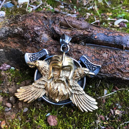 Norse Viking Odin Raven Axe Necklace Viking Gift