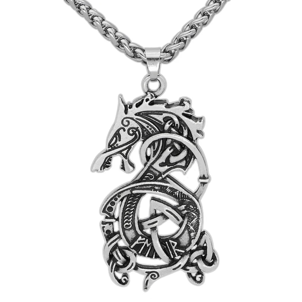 Viking Dragon Pendant Necklace