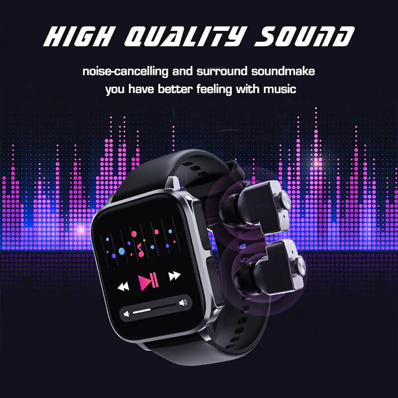 Smart Watch Earbuds 2 In 1 Stereo Wireless Headset