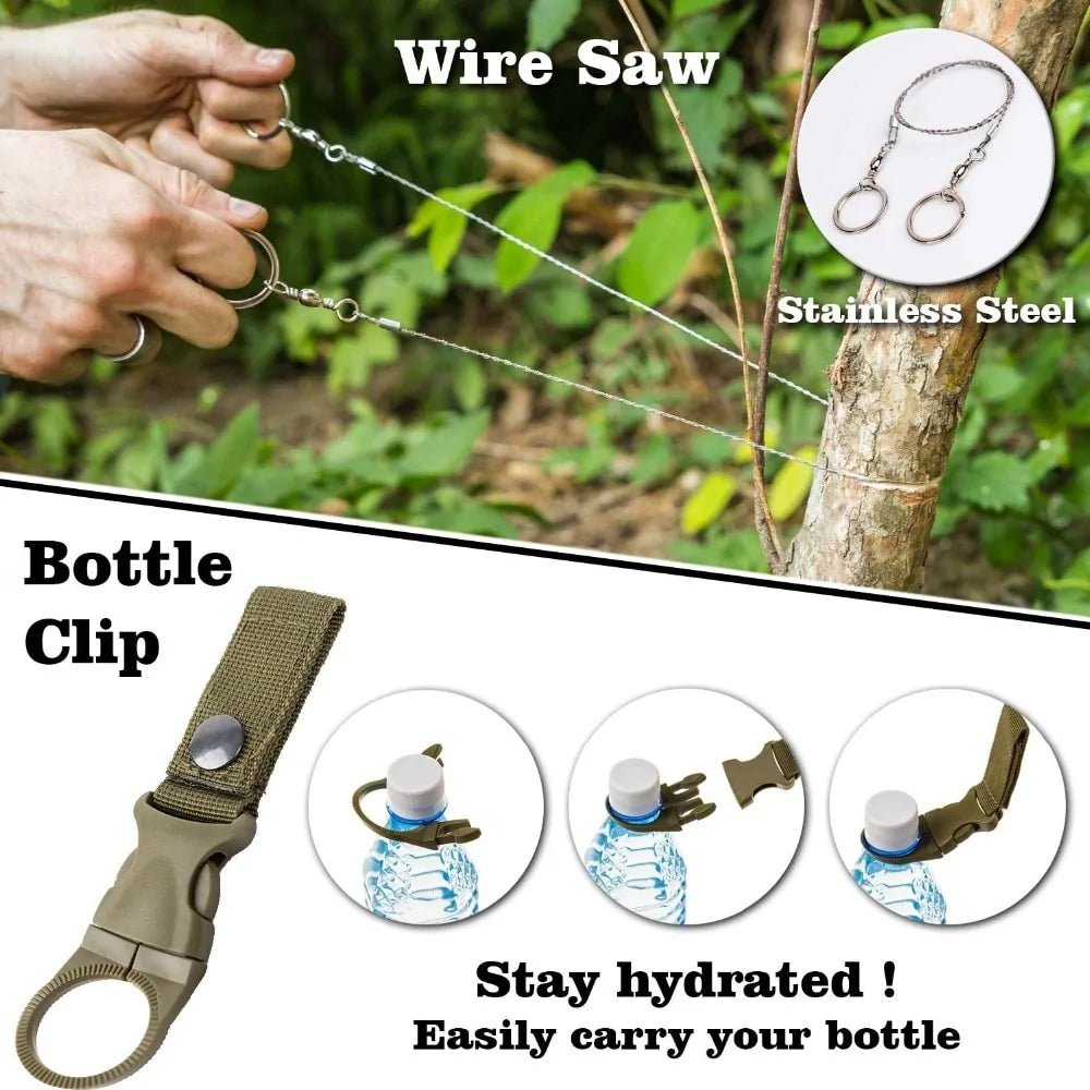 Multifunctional Survive Wristband Whistle Blanket Knife